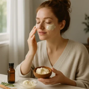 Close-up of shea butter and natural skincare ingredients arranged on a wooden surface, symbolizing the importance of daily beauty rituals over quick fixes.