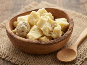 Applying a small amount of Shea Butter to baby skin.